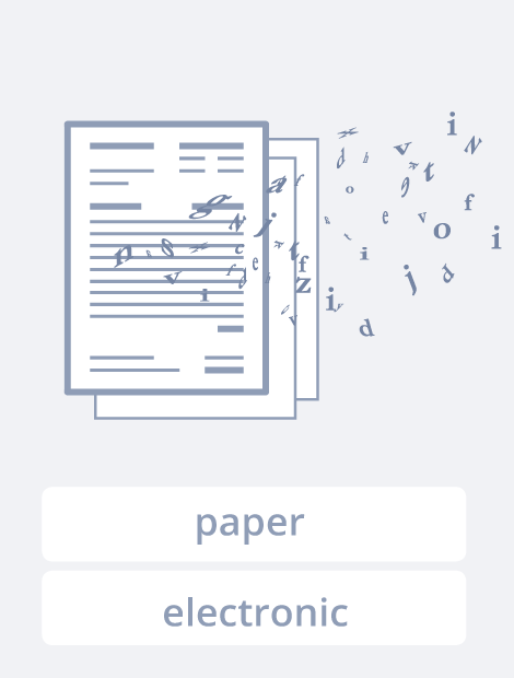 La solution de conversion de documents est composée de 4 étapes. L'étape 2 est "OCR". Les documents sont traités par l'OCR et traités, qu'il s'agisse de documents papier ou électroniques.