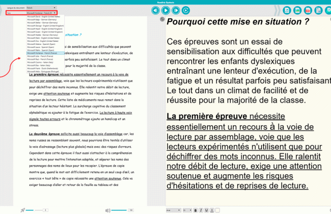 Etape 6: Choisissez la langue et la voix du document