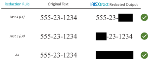 Example of IRISXtract Redaction Rules